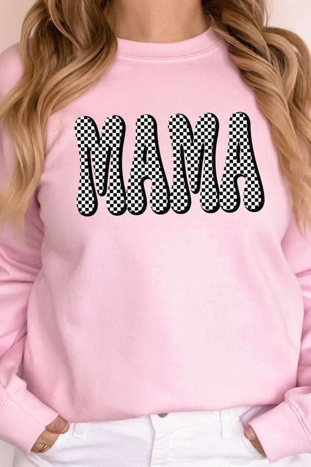 Retro Checkered Mama Heavy-weight Crew Sweatshirt - Wholesale Accessory Market