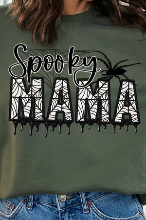 Spooky Mama Faux Embroidery Heavy-weight Crew Sweatshirt - Wholesale Accessory Market