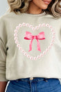 Pearl Heart Coquette Bow Heavy-weight Crew Sweatshirt - Wholesale Accessory Market