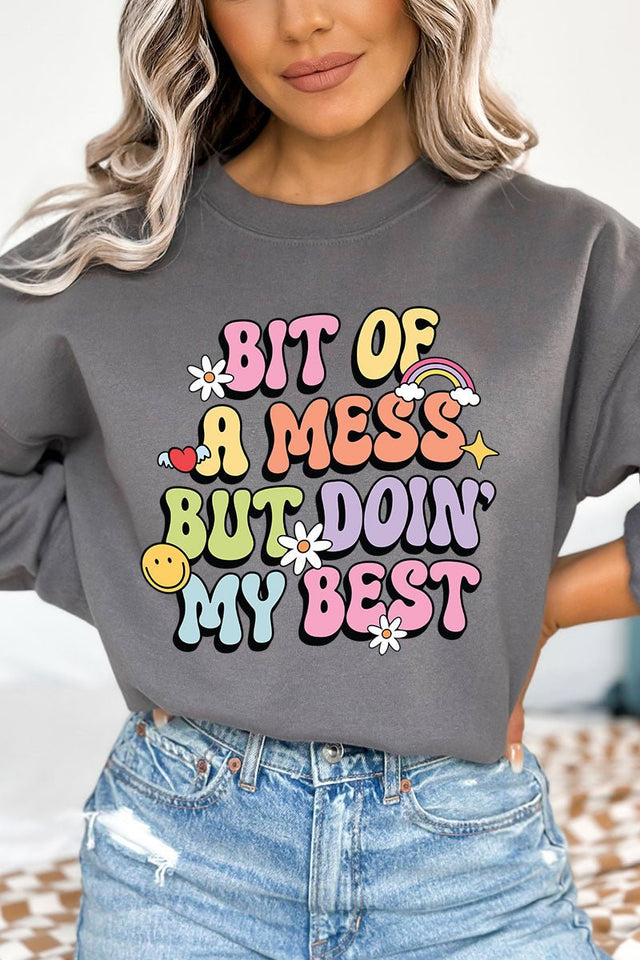 Bit Of A Mess Heavy-weight Crew Sweatshirt - Wholesale Accessory Market