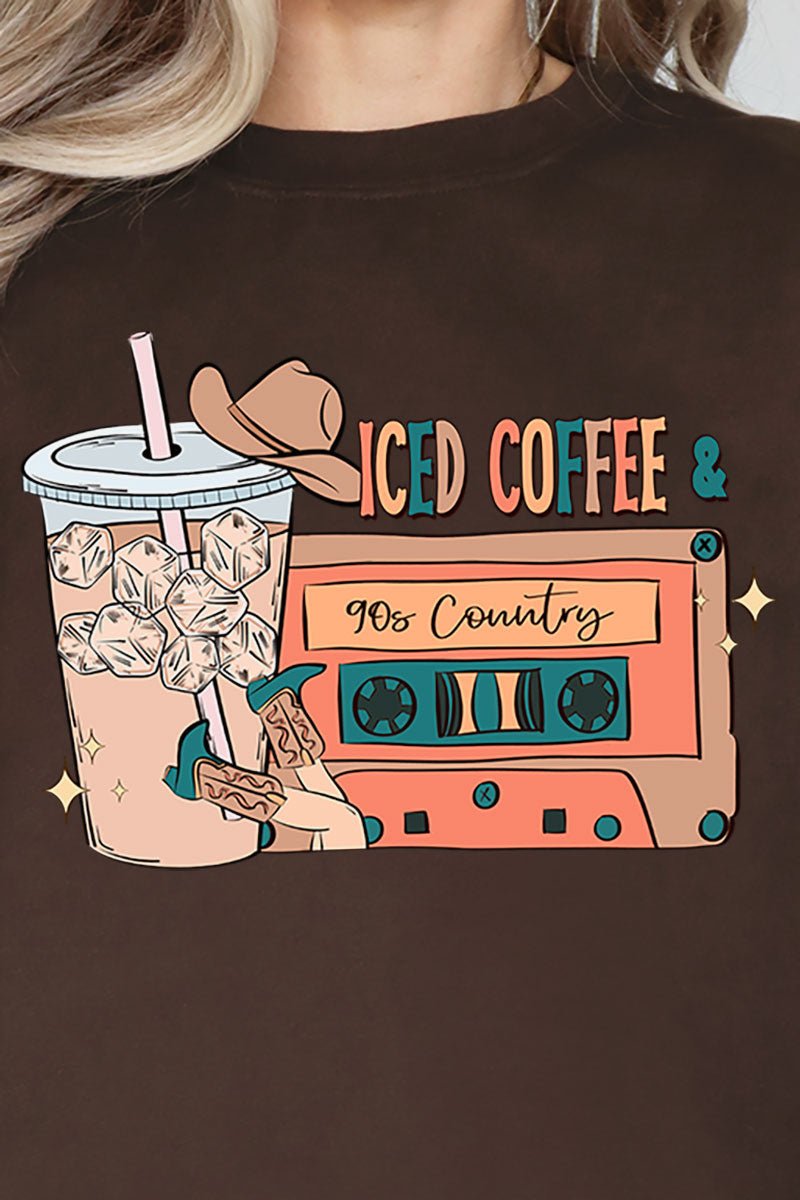 Iced Coffee And 90's Country Heavy-weight Crew Sweatshirt - Wholesale Accessory Market