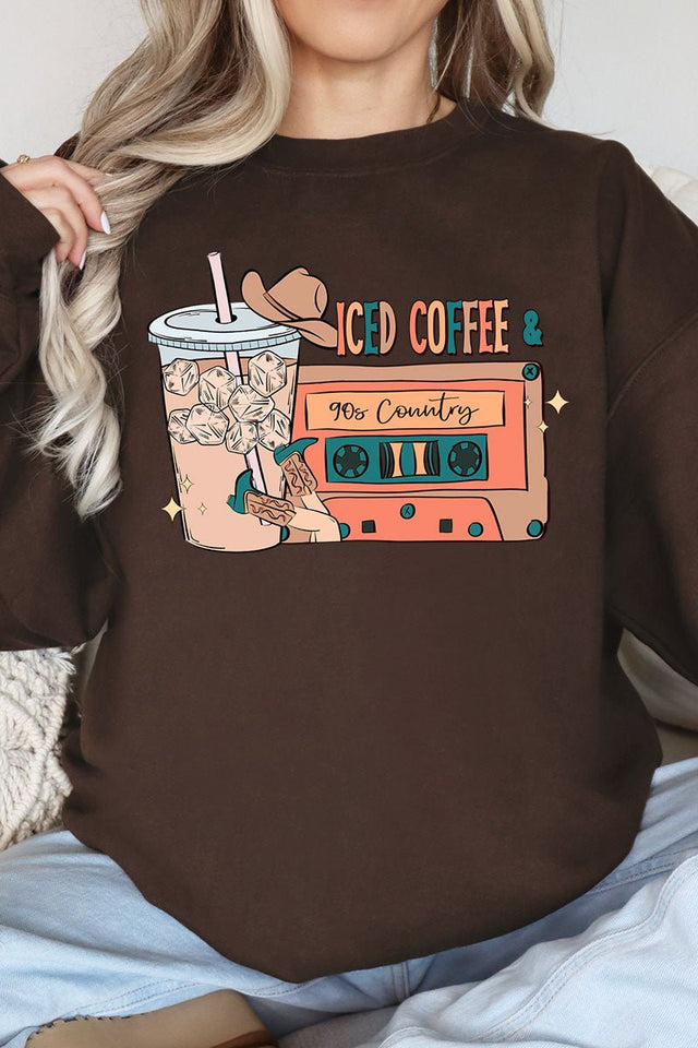 Iced Coffee And 90's Country Heavy-weight Crew Sweatshirt - Wholesale Accessory Market