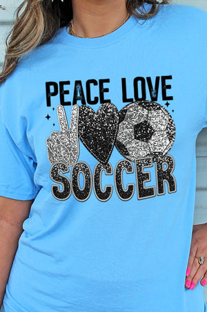 Faux Sequin Peace Love Soccer Transfer Unisex Blend Tee - Wholesale Accessory Market