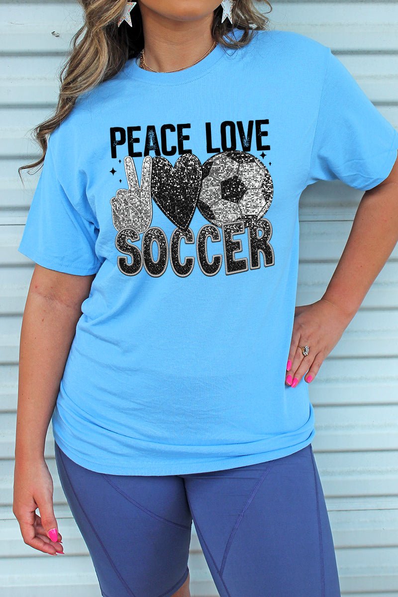 Faux Sequin Peace Love Soccer Transfer Unisex Blend Tee - Wholesale Accessory Market