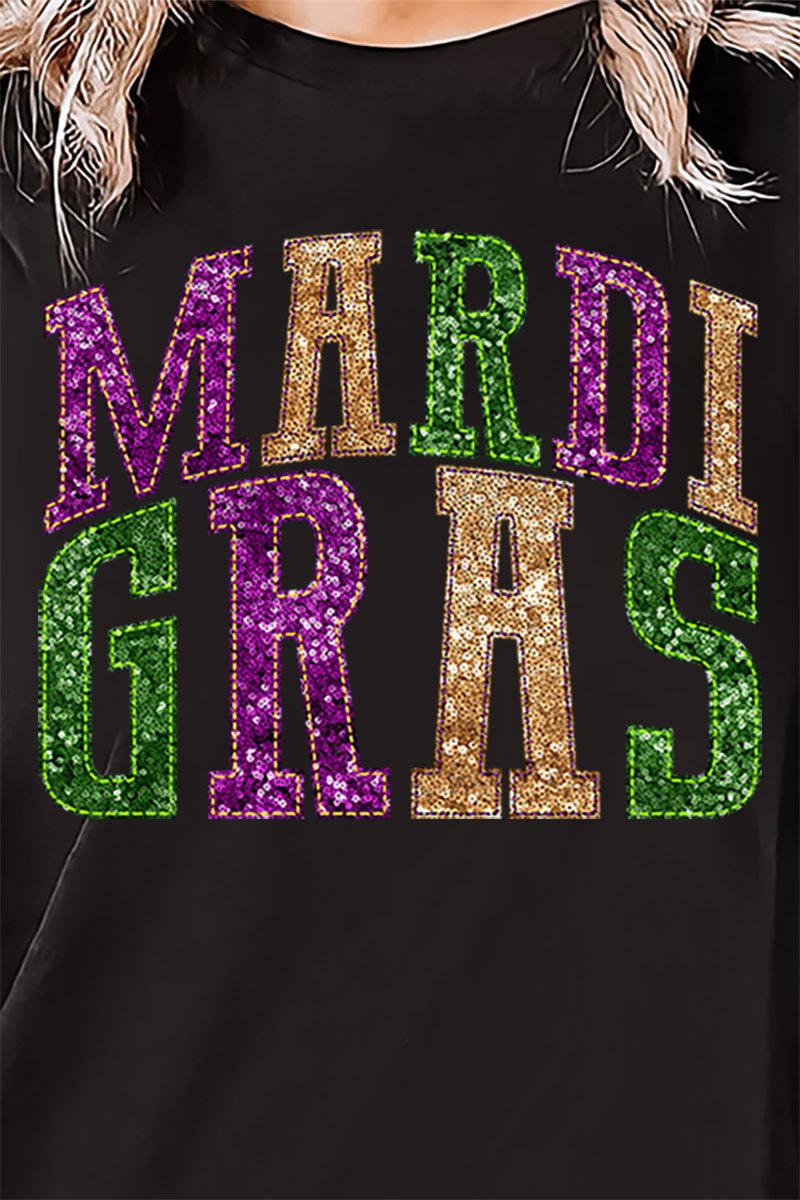 Mardi Gras Faux Sequin Embroidery Transfer Unisex Blend Tee - Wholesale Accessory Market