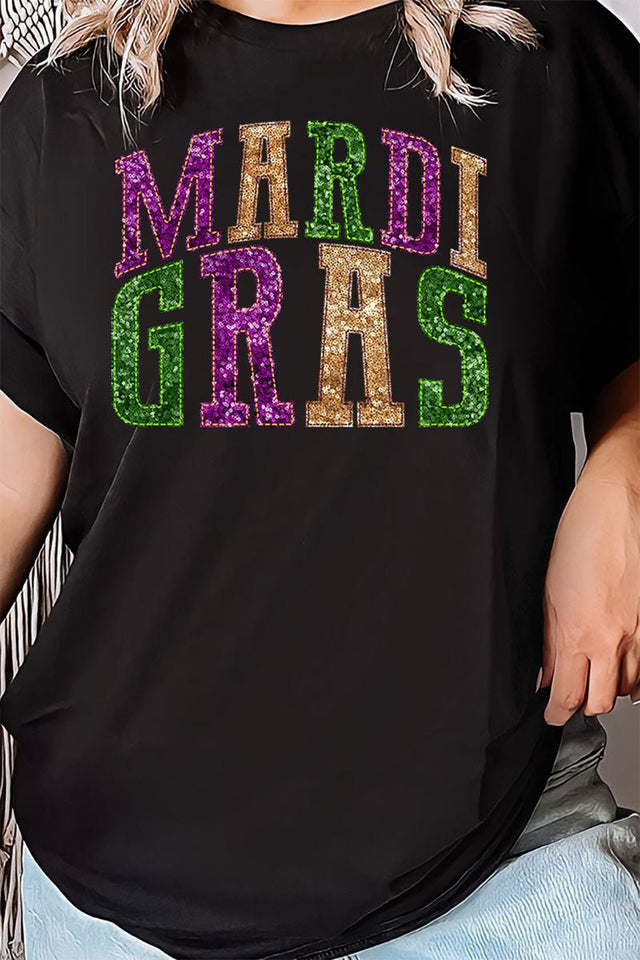 Mardi Gras Faux Sequin Embroidery Transfer Unisex Blend Tee - Wholesale Accessory Market