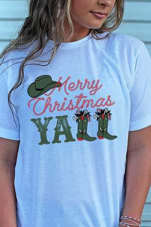 Boots Merry Christmas Y'all Unisex Blend Tee - Wholesale Accessory Market