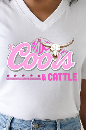 Pink Coors And Cattle Unisex Poly-Rich Blend V-Neck Tee - Wholesale Accessory Market