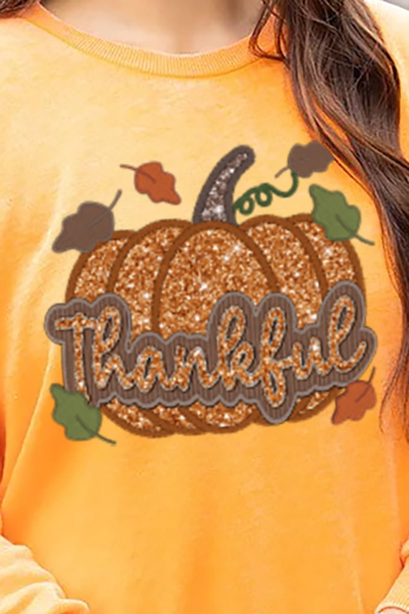 Thankful Pumpkin Faux Sequin Transfer Cozy For Days Pumpkin Sweatshirt - Wholesale Accessory Market