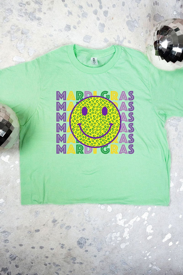 Youth Happy Face Mardi Gras Fine Jersey Tee - Wholesale Accessory Market