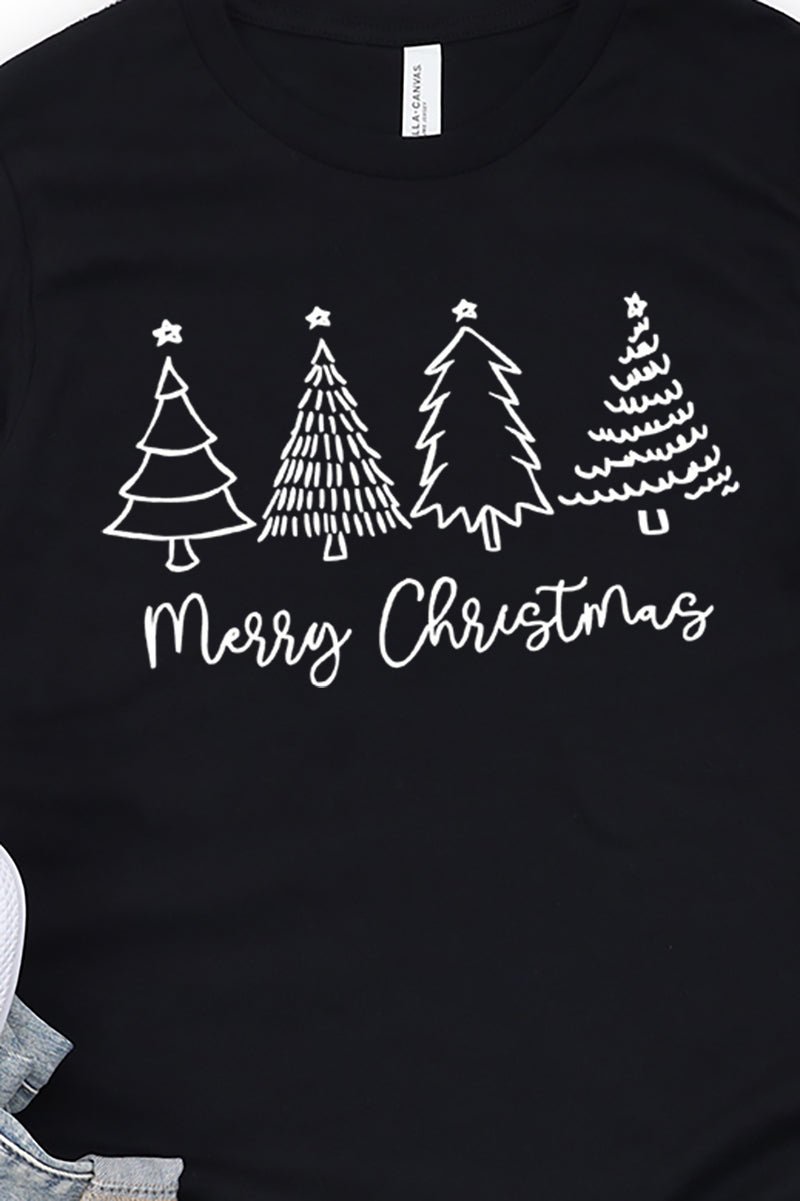 White Merry Christmas Tree Unisex Dri-Power Long-Sleeve 50/50 Tee - Wholesale Accessory Market