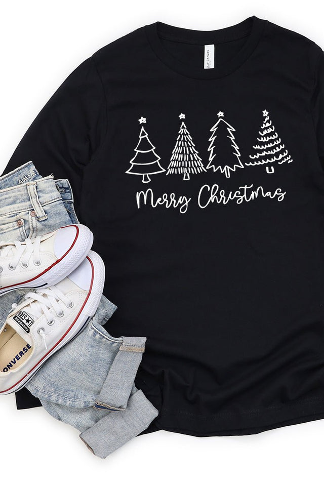 White Merry Christmas Tree Unisex Dri-Power Long-Sleeve 50/50 Tee - Wholesale Accessory Market