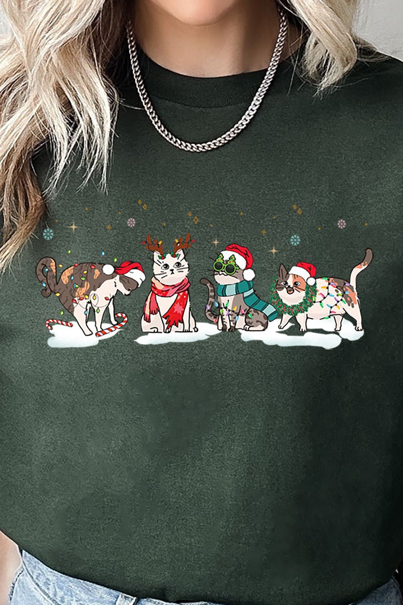 Cat Christmas Short Sleeve Relaxed Fit T-Shirt - Wholesale Accessory Market