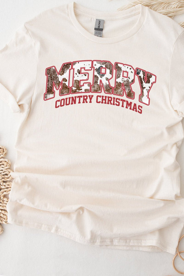 Cow Merry Country Christmas Short Sleeve Relaxed Fit T-Shirt - Wholesale Accessory Market