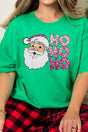 Faux Sequin Ho Ho Ho Santa Transfer Short Sleeve Relaxed Fit T-Shirt - Wholesale Accessory Market