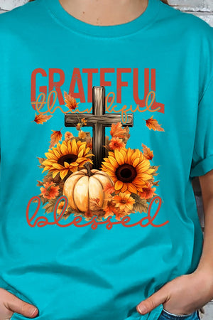 Grateful Thankful Blessed Harvest Short Sleeve Relaxed Fit T-Shirt - Wholesale Accessory Market