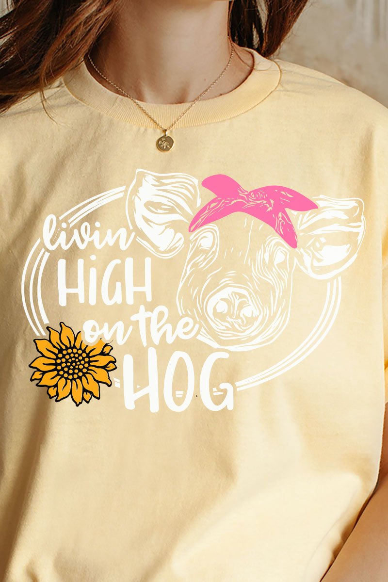 High On The Hog Short Sleeve Relaxed Fit T-Shirt - Wholesale Accessory Market