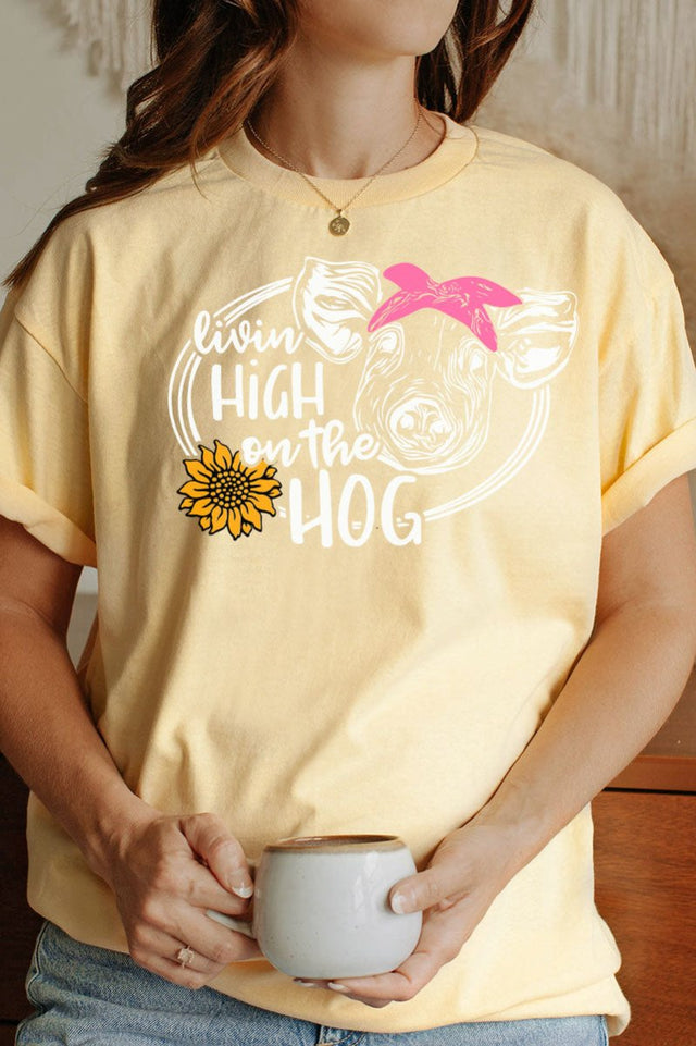 High On The Hog Short Sleeve Relaxed Fit T-Shirt - Wholesale Accessory Market