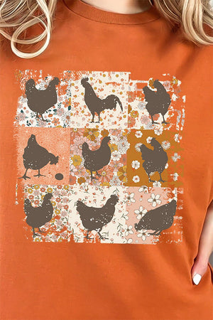 Patchwork Chickens Short Sleeve Relaxed Fit T-Shirt - Wholesale Accessory Market