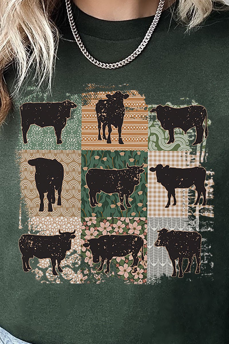 Patchwork Cows Short Sleeve Relaxed Fit T-Shirt - Wholesale Accessory Market