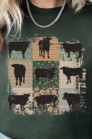 Patchwork Cows Short Sleeve Relaxed Fit T-Shirt - Wholesale Accessory Market