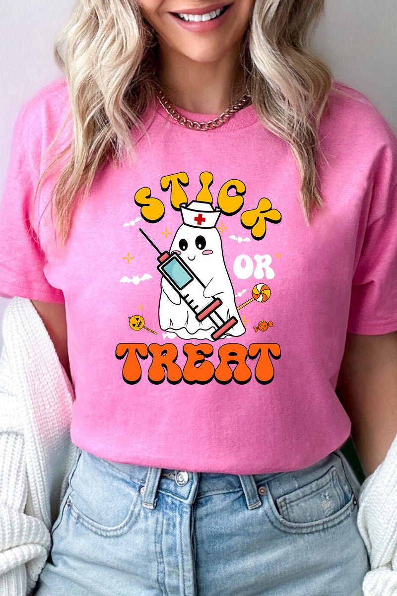 Stick Or Treat Short Sleeve Relaxed Fit T-Shirt - Wholesale Accessory Market