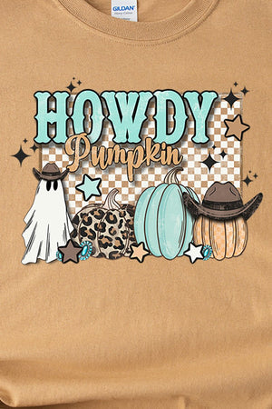 Turquoise Howdy Pumpkin Short Sleeve Relaxed Fit T-Shirt - Wholesale Accessory Market