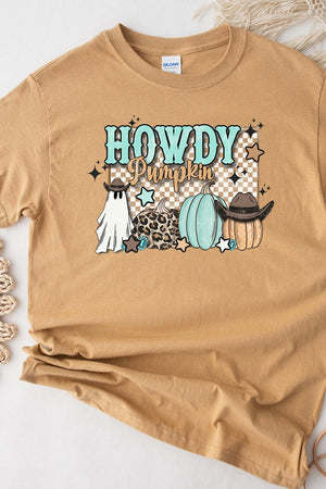 Turquoise Howdy Pumpkin Short Sleeve Relaxed Fit T-Shirt - Wholesale Accessory Market