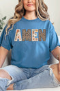 Boho Amen Faux Embroidery Transfer Short Sleeve Relaxed Fit T-Shirt - Wholesale Accessory Market