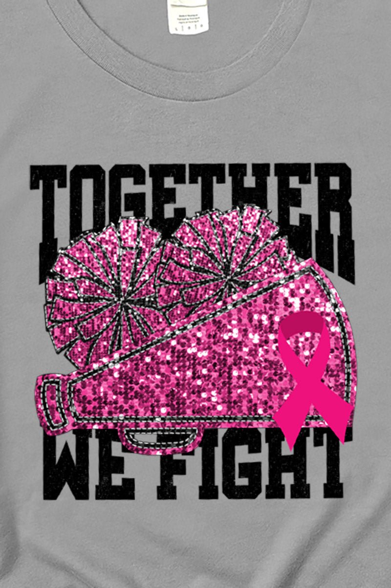 Cheer Together We Fight Pink Ribbon Short Sleeve Relaxed Fit T-Shirt - Wholesale Accessory Market