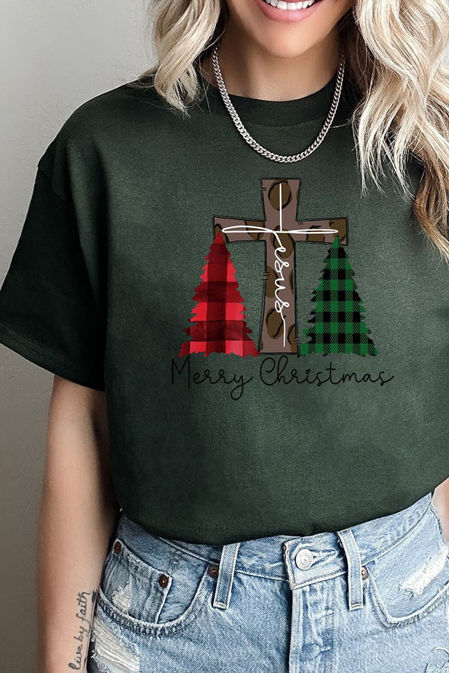 Cross Trees Merry Christmas Short Sleeve Relaxed Fit T-Shirt - Wholesale Accessory Market