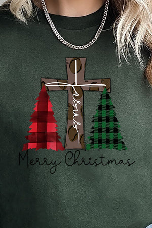 Cross Trees Merry Christmas Short Sleeve Relaxed Fit T-Shirt - Wholesale Accessory Market