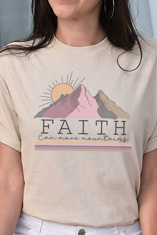 Faith Can Move Mountains Short Sleeve Relaxed Fit T-Shirt - Wholesale Accessory Market