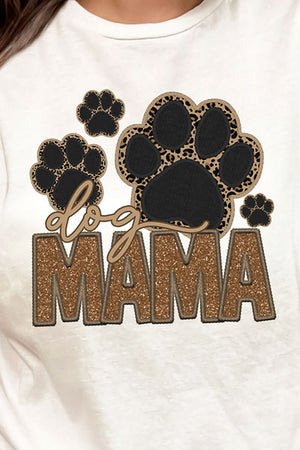 Faux Embroidery Dog Mama Transfer Short Sleeve Relaxed Fit T-Shirt - Wholesale Accessory Market