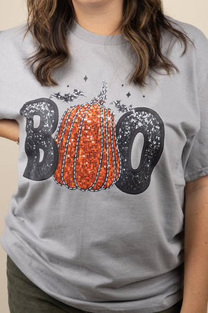 Faux Sequin Boo Short Sleeve Relaxed Fit T-Shirt - Wholesale Accessory Market