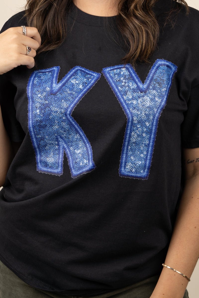 Faux Sequin KY Short Sleeve Relaxed Fit T-Shirt - Wholesale Accessory Market