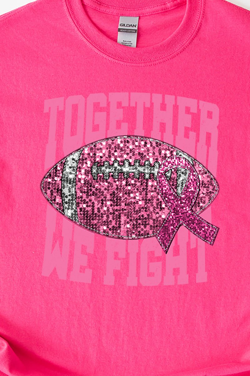 Football Together We Fight Pink Ribbon Short Sleeve Relaxed Fit T-Shirt - Wholesale Accessory Market