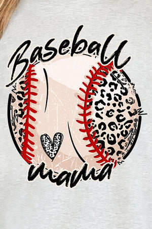 Script Leopard Baseball Mama Short Sleeve Relaxed Fit T-Shirt - Wholesale Accessory Market