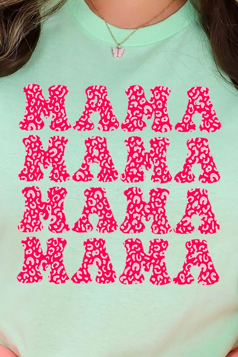 Stacked Cheetah Mama Short Sleeve Relaxed Fit T-Shirt - Wholesale Accessory Market