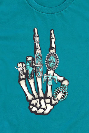 Turquoise Stacked Skeleton Short Sleeve Relaxed Fit T-Shirt - Wholesale Accessory Market