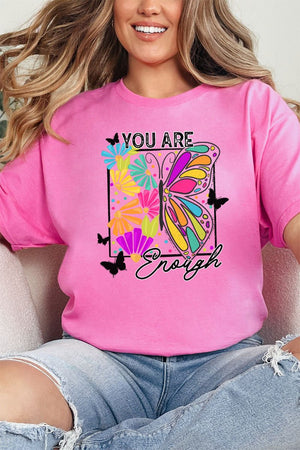 Butterfly You Are Enough Short Sleeve Relaxed Fit T-Shirt - Wholesale Accessory Market