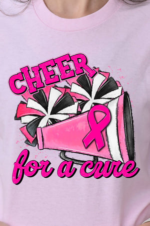 Cheer For A Cure Pink Ribbon Short Sleeve Relaxed Fit T-Shirt - Wholesale Accessory Market