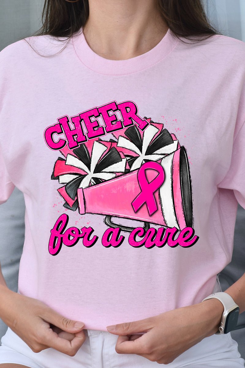 Cheer For A Cure Pink Ribbon Short Sleeve Relaxed Fit T-Shirt - Wholesale Accessory Market