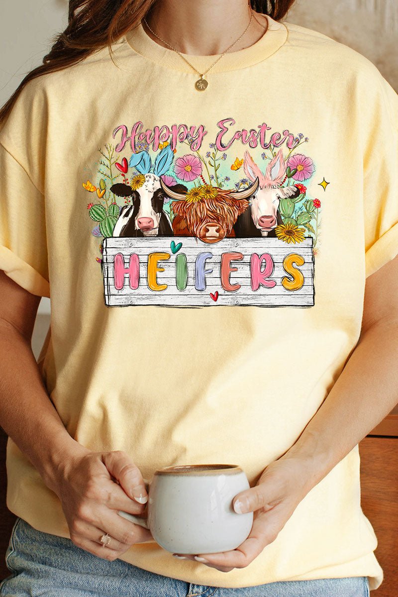 Cows Happy Easter Heifers Short Sleeve Relaxed Fit T-Shirt - Wholesale Accessory Market