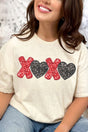 Doodle XOXO Faux Sequin Transfer Short Sleeve Relaxed Fit T-Shirt - Wholesale Accessory Market