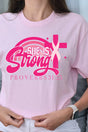 She Is Strong Pink Ribbon Short Sleeve Relaxed Fit T-Shirt - Wholesale Accessory Market