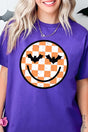 Batty Checkered Happy Face Short Sleeve Relaxed Fit T-Shirt - Wholesale Accessory Market