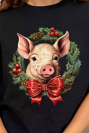 Little Piggy Christmas On The Farm Short Sleeve Relaxed Fit T-Shirt - Wholesale Accessory Market