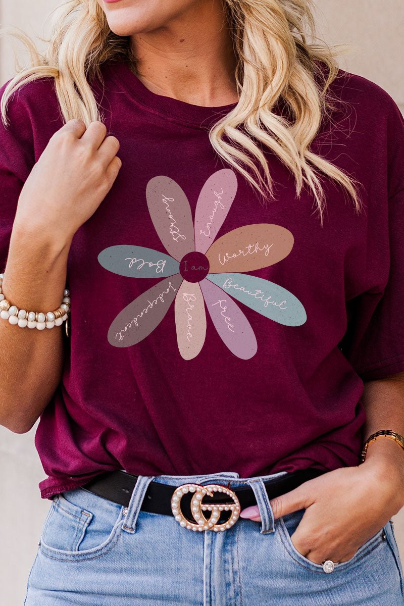 Daisy Positivity Short Sleeve Relaxed Fit T-Shirt - Wholesale Accessory Market