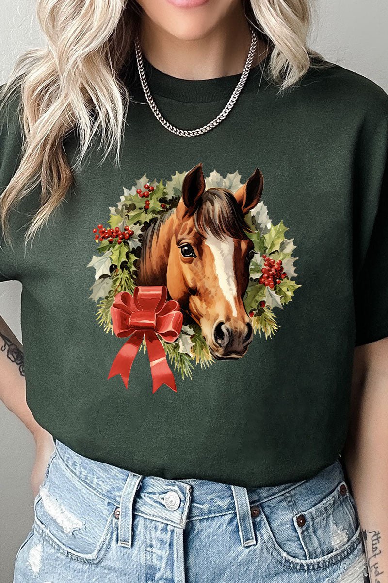 Horse Christmas On The Farm Short Sleeve Relaxed Fit T-Shirt - Wholesale Accessory Market